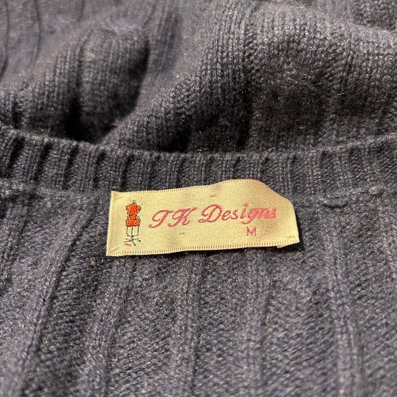 Womens TK Designs Navy Blue Cableknit V-Neck Sweater Vest M * - Picture 5 of 6